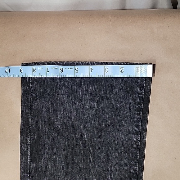 7 For All Mankind, Size 27 Washed Black Flared Jeans w/Sparkle Lightning Bolts - Picture 8 of 15